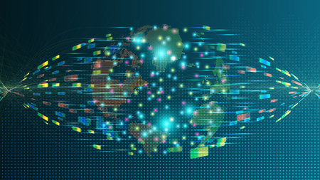 Big data vector background. Data funnel ai network. Big data background. Data funnel ai network. Quantum technology.の写真素材