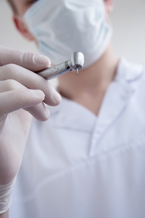Closeup of dentist hand with drill.の写真素材