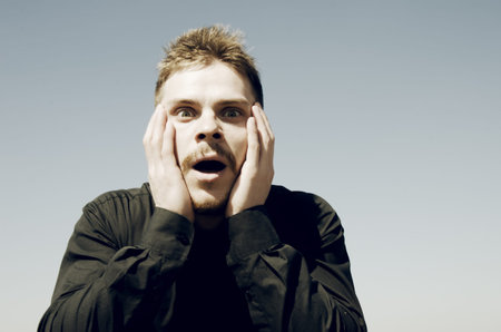 Man with astonished expression 