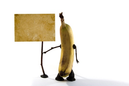Banana with a poster の写真素材