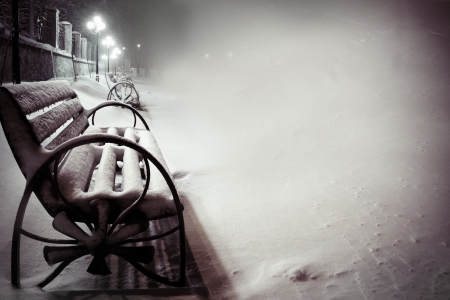Bench in the snow.の写真素材