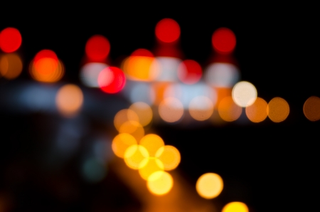 Night city street lights bokeh backgroundの写真素材