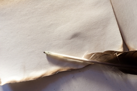 Blank paper. Old paper and pen.の写真素材