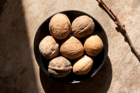 bowl of walnut の写真素材