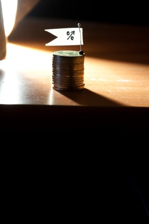 Percent growth concept. Sign and coins.の写真素材