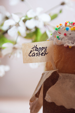 Happy Easter. Easter background. Small Easter cake.の写真素材