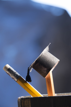 pencils and graduation hat, education conceptの写真素材