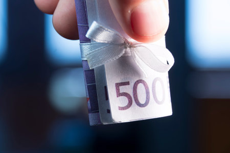 five hundred euro banknote with white bow