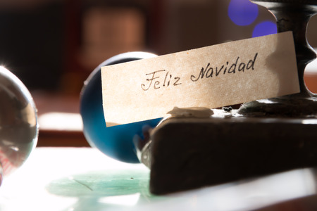 Feliz Navidad - Merry Christmas spanish textの写真素材