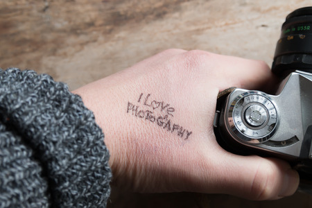 conceptual image "I love photography"の写真素材