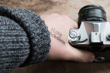 conceptual image "I love photography"の写真素材