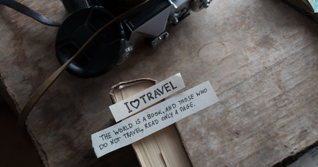 I Love Travel. "The world is a book, and those who do not travel, read only a page." Augustine, St.の写真素材