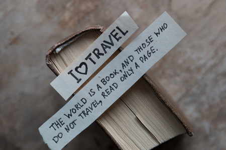 text I Love Travel map and bookの写真素材