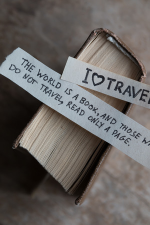 text I Love Travel map and bookの写真素材