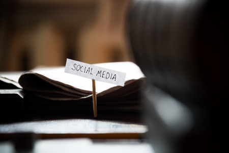 social media, newspaper on a backgroundの写真素材