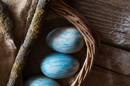 Easter background, blue eggsの写真素材