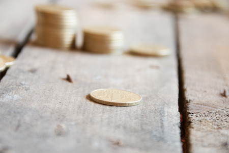 coin stack on the table, soft focusの写真素材