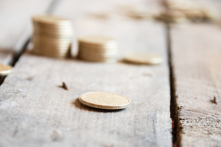 coin stack on the table, soft focusの写真素材