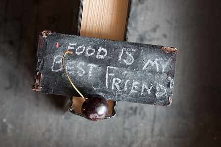 Food my best friend concept. Sign with the text and cherry.の写真素材