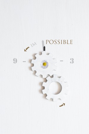 possible idea, inscription and white gears on the white background.の写真素材