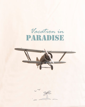 Vacations in Paradise concept - text and retro plane