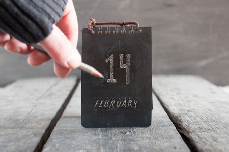 February 14 vintage calendar. Happy Valentine's day celebration.の写真素材