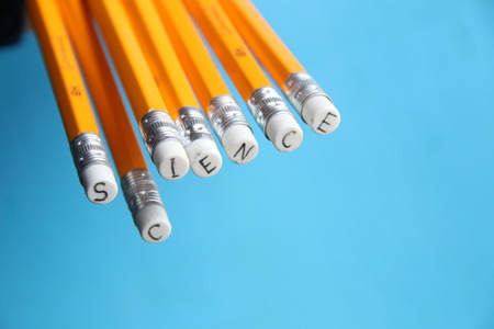 science concept, inscription on a yellow pencilの写真素材