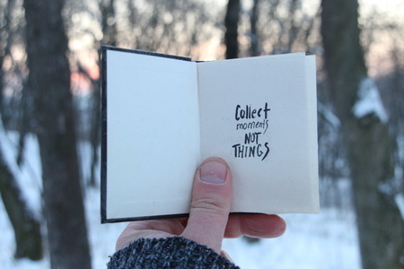 Collect moments not things. Trip idea. Book and text.の写真素材