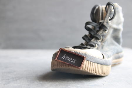 Fitness - text on Sneakersの写真素材