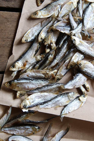 dried fish for cooking at marketの写真素材