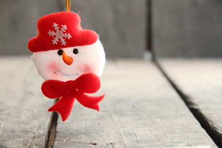 Snowman toy. Winter, Christmas and New Year backgroundの写真素材