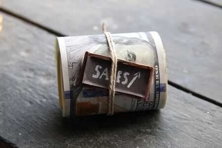 sales growth idea, inscription on the plate, vintage styleの写真素材