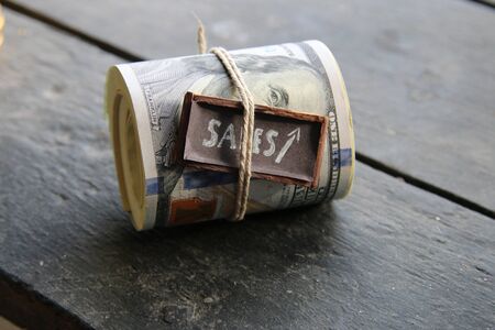 sales growth idea, inscription on the plate, vintage styleの写真素材