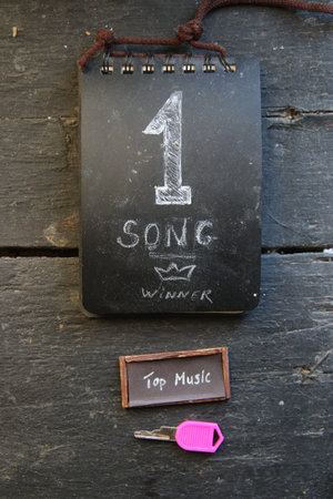 Top music concept. Creative tag with the inscription. Vintage style.の写真素材