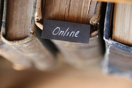 Online learning, internet education concept. Digital webinar technology. Elearning. Vintage style.の写真素材