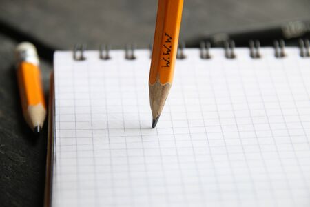 online education concept, pencil with the inscription wwwの写真素材