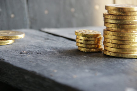 Trade diagram with golden coins money