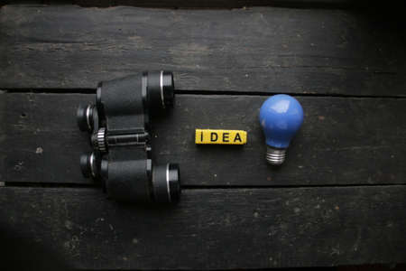 Idea, creative vintage concept. The inscription of their yellow cubes.の写真素材
