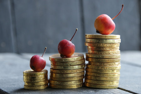 Business success and financial growth. Stack of coins for finance and business concept.の写真素材