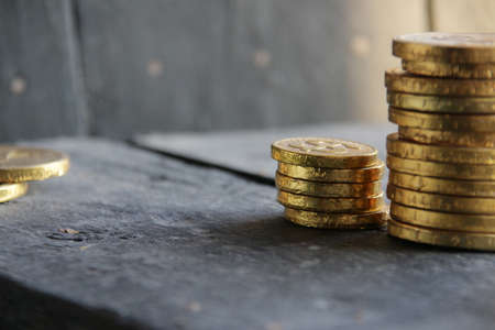 Business success. Financial background with gold coins.の写真素材