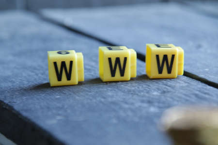 Text Www. Yellow letters on vintage background.の写真素材