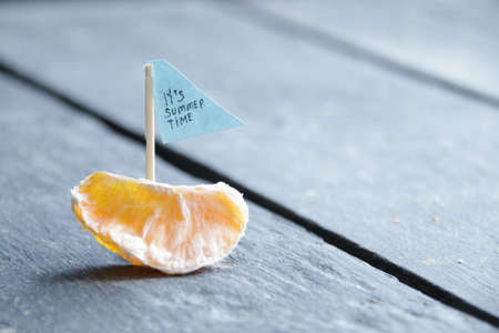 Its summer time. Creative concept. Ship with sail.の写真素材