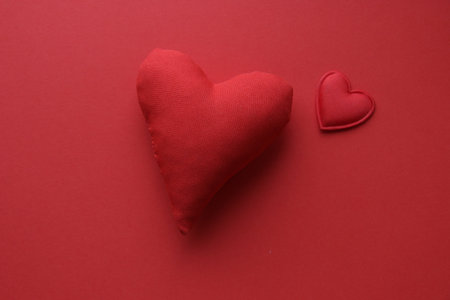 Valentine's Day background. Red heart on a red background.の写真素材