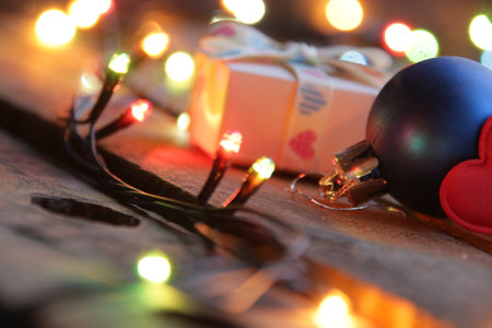 New Year home decorations. Christmas garland.の写真素材