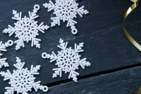 Beautiful snowflakes. On a vintage background. winter concept.の写真素材
