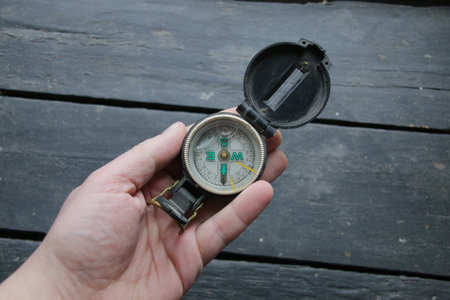 Searching concept - vintage compass.の写真素材