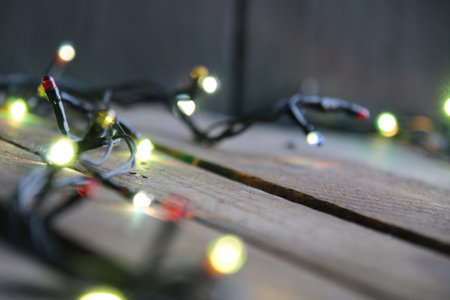 New Year home decorations. Christmas garland.の写真素材