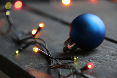 New Year home decorations. Christmas garland.の写真素材