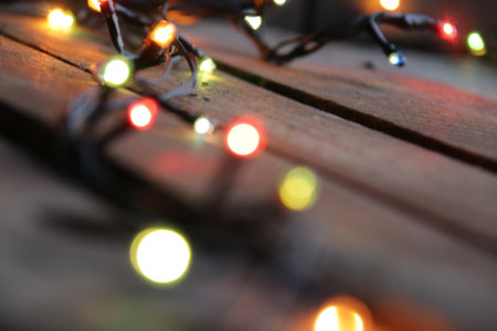 New Year home decorations. Christmas garland.の写真素材