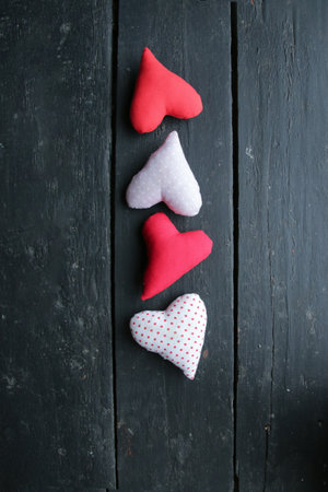 Valentine's Day Hearts. Composition on a vintage table. retro style.の写真素材